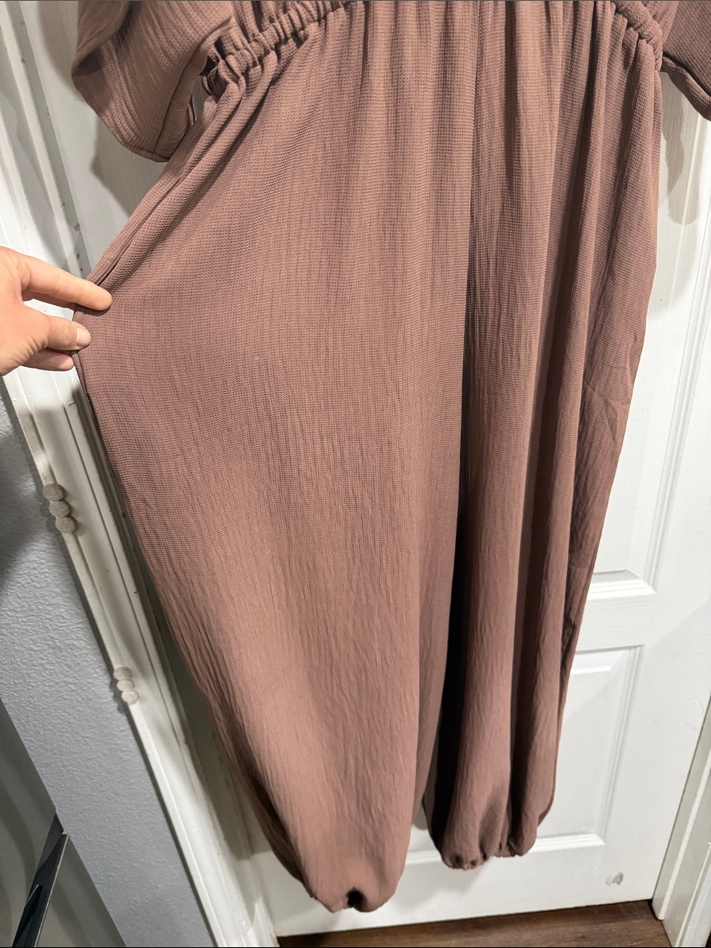 Three Bird Nest Taupe Brown V-Neck Jumpsuit - Picture 6 of 7